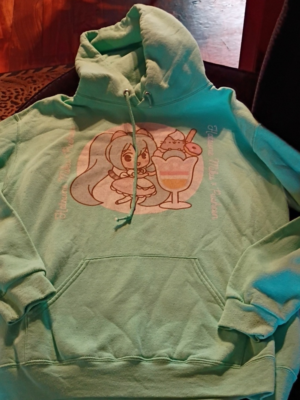 Mint Green Graphic Hoodie  for Women